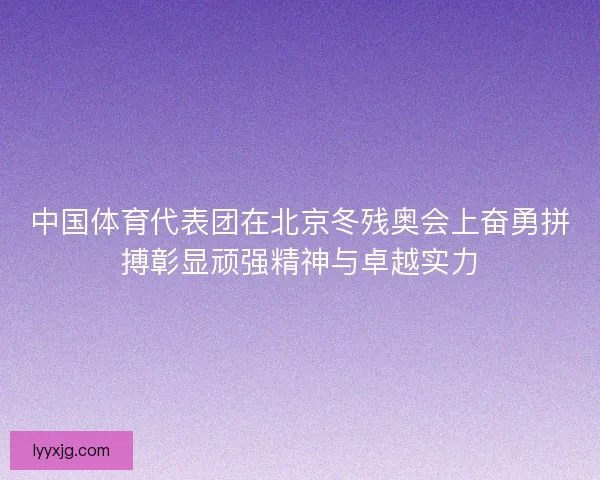 中国体育代表团在北京冬残奥会上奋勇拼搏彰显顽强精神与卓越实力