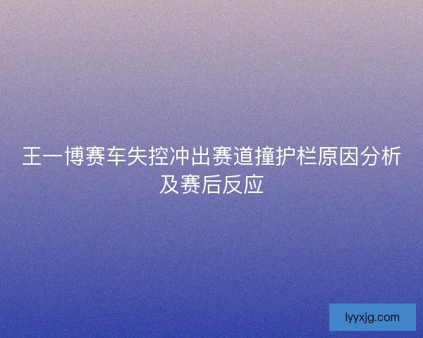王一博赛车失控冲出赛道撞护栏原因分析及赛后反应