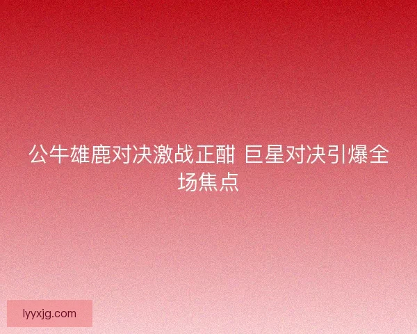 公牛雄鹿对决激战正酣 巨星对决引爆全场焦点